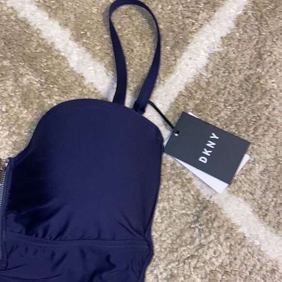 NWT DKNY Challis Zip Navy One Piece Swimsuit - Picture 5 of 8